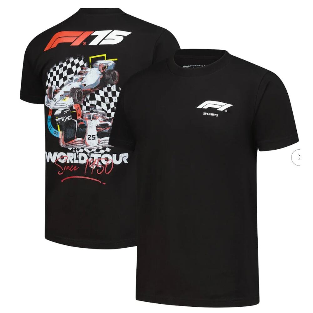 New Men's Mitchell & Ness Black F1 World Tour Men's T-Shirt, Size‎ Large